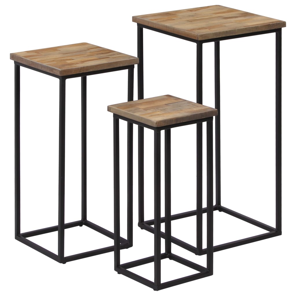 vidaXL Beistelltisch-Set 3-tlg. Recyceltes Teak