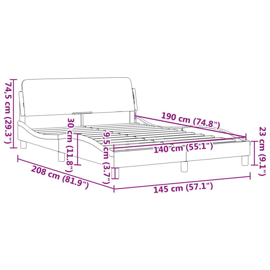 vidaXL Bettgestell mit Kopfteil Blau 140x190 cm Samt