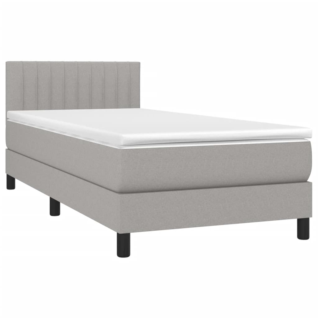 vidaXL Boxspringbett mit Matratze Hellgrau 90x200 cm Stoff