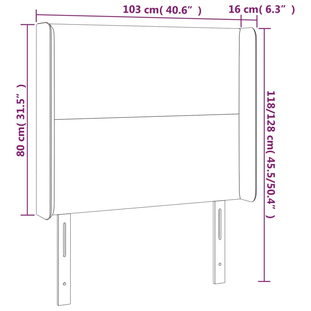 vidaXL LED Kopfteil Cappuccino-Braun 103x16x118/128cm Kunstleder