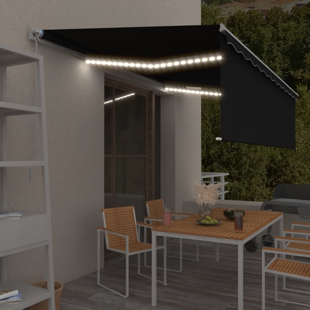 vidaXL Markise Manuell Einziehbar mit Rollo & LED 5x3 m Anthrazit