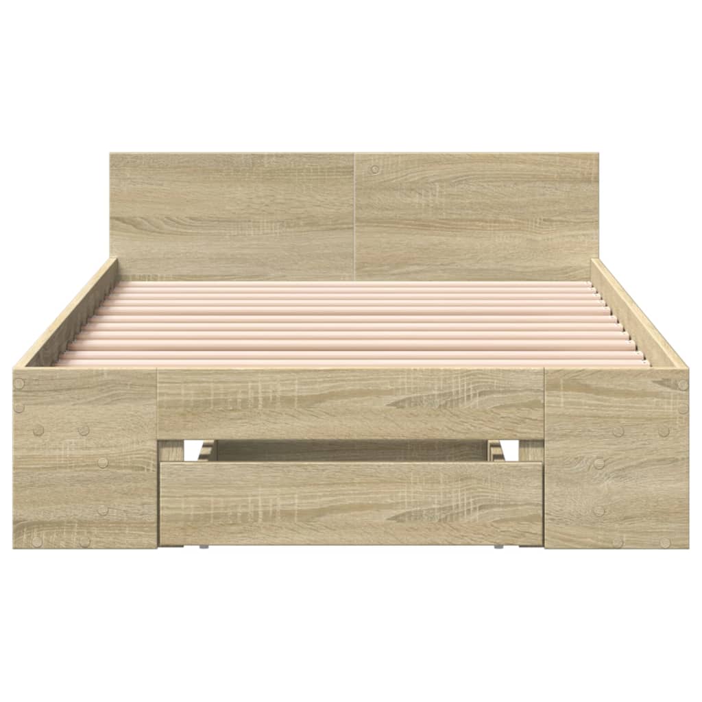 vidaXL Bettgestell mit Schublade Sonoma-Eiche 75x190 cm Holzwerkstoff