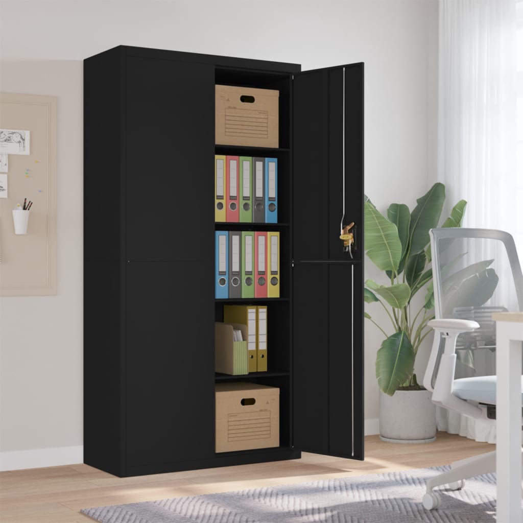 vidaXL Aktenschrank Schwarz 90x40x180 cm Stahl