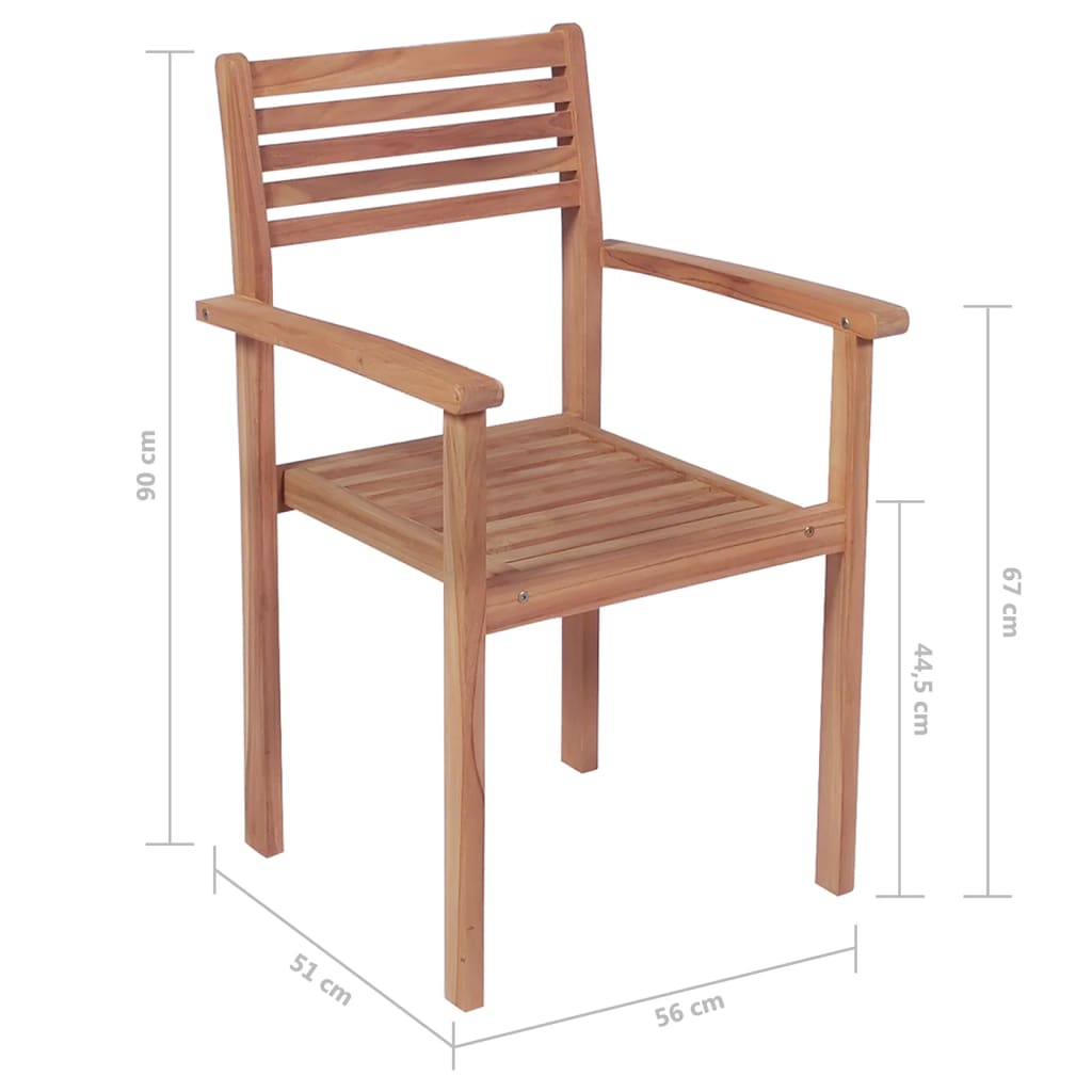 vidaXL Stapelbare Gartenstühle 8 Stk. Massivholz Teak