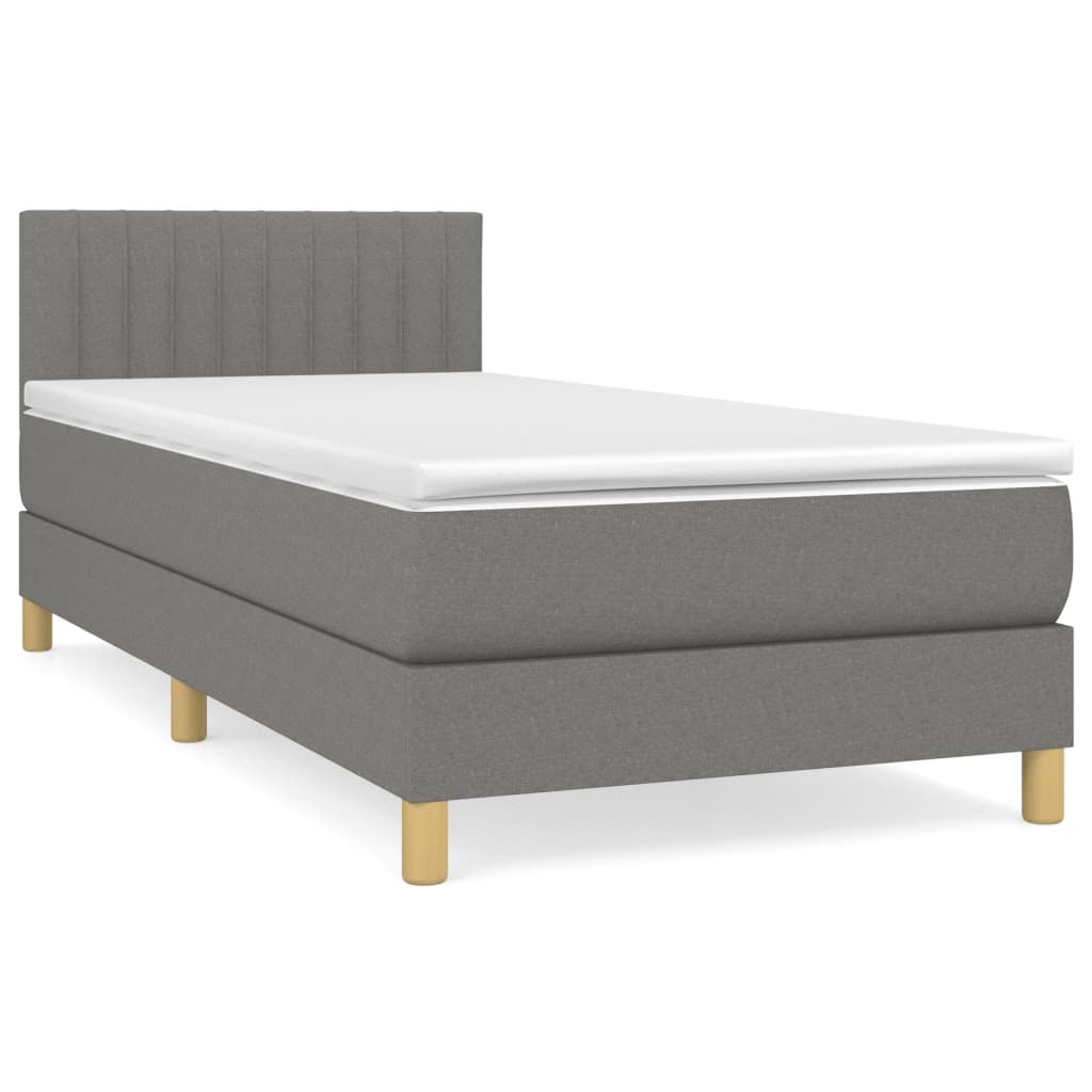 vidaXL Boxspringbett mit Matratze Dunkelgrau 90x190 cm Stoff