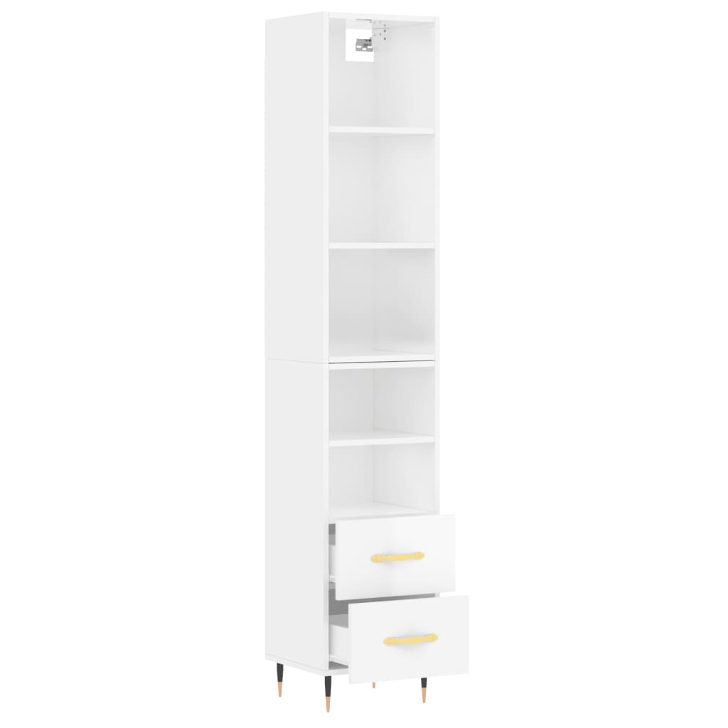 vidaXL Highboard Hochglanz-Weiß 34,5x34x180 cm Holzwerkstoff