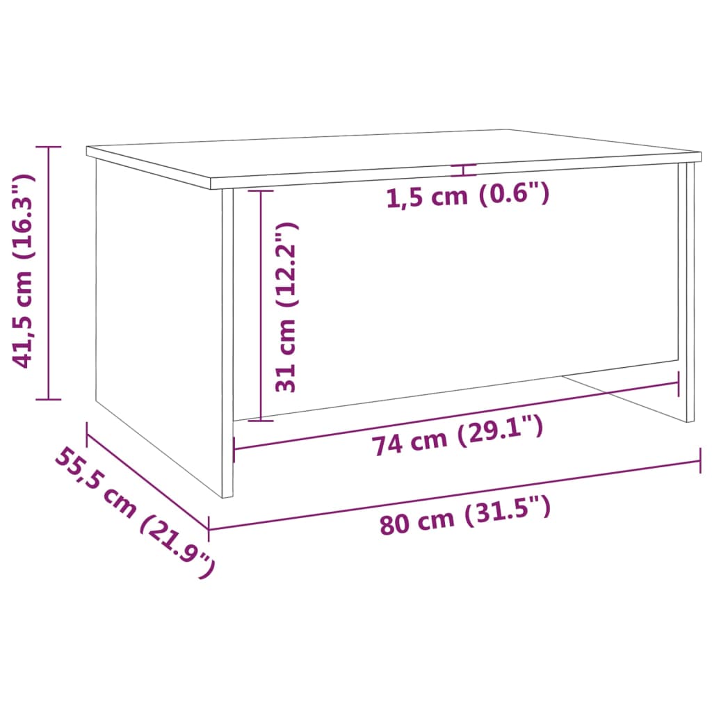 vidaXL Couchtisch Braun Eichen-Optik 80x55,5x41,5 cm Holzwerkstoff