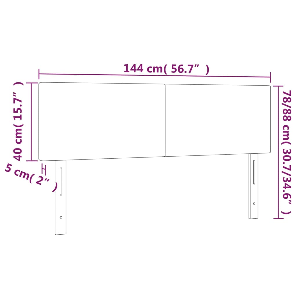 vidaXL LED Kopfteil Weiß 144x5x78/88 cm Kunstleder