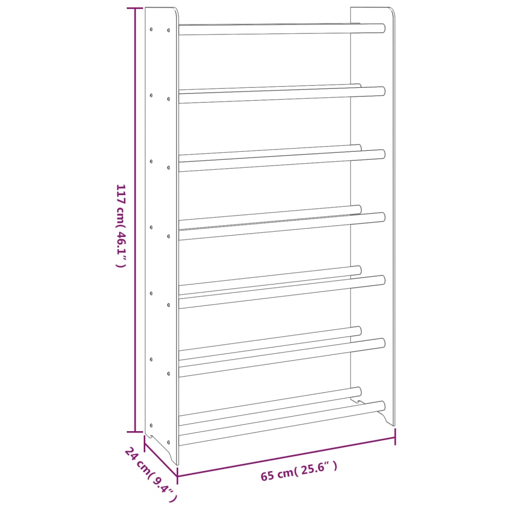 vidaXL Schuhregal Braun 65x24x117 cm Holzwerkstoff