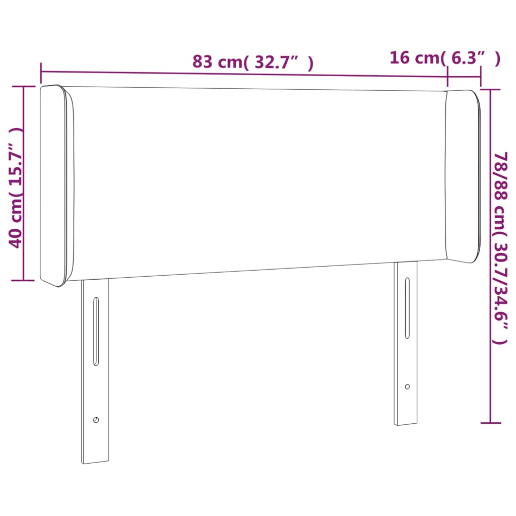 vidaXL Kopfteil mit Ohren Schwarz 83x16x78/88 cm Kunstleder