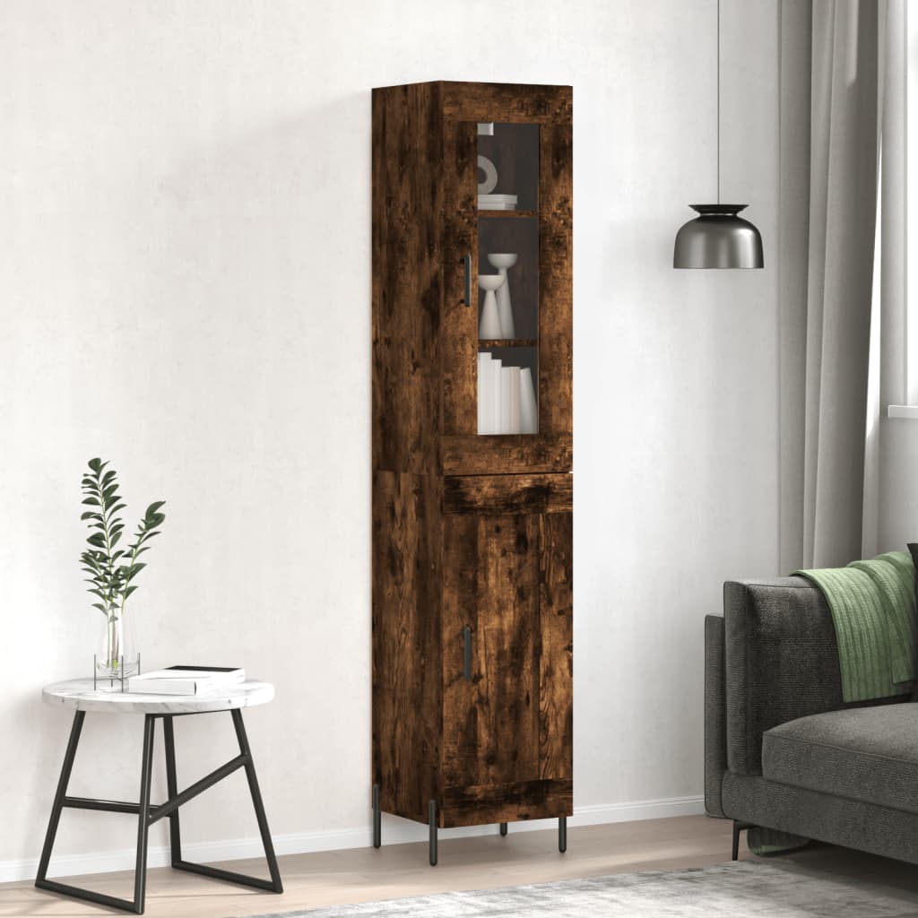 vidaXL Highboard Räuchereiche 34,5x34x180 cm Holzwerkstoff