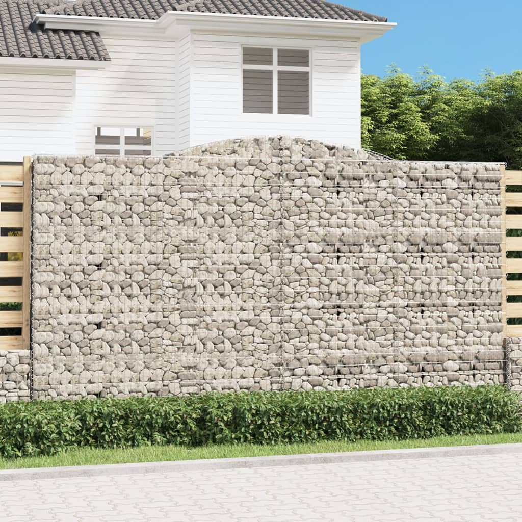 vidaXL Gabionen mit Hochbogen 15Stk. 400x50x220/240cm Verzinktes Eisen