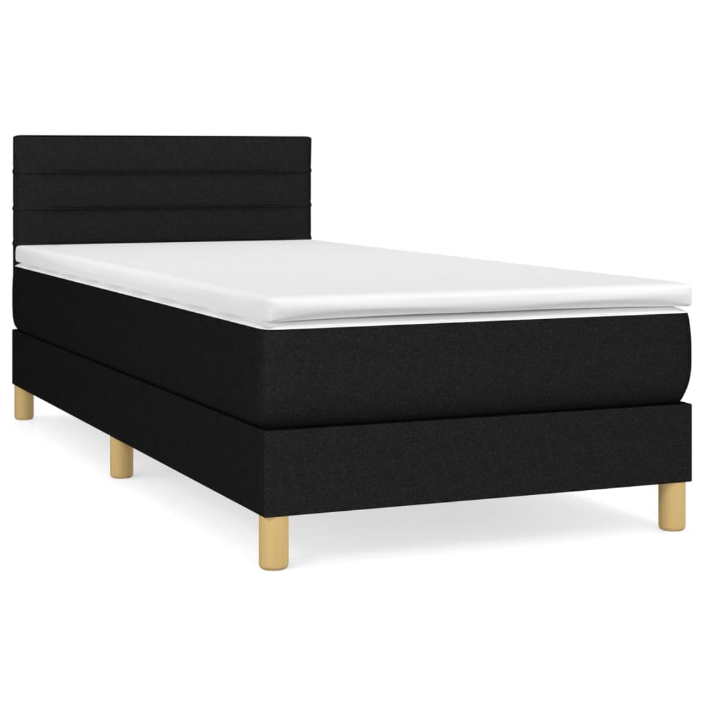 vidaXL Boxspringbett mit Matratze Schwarz 90x190 cm Stoff