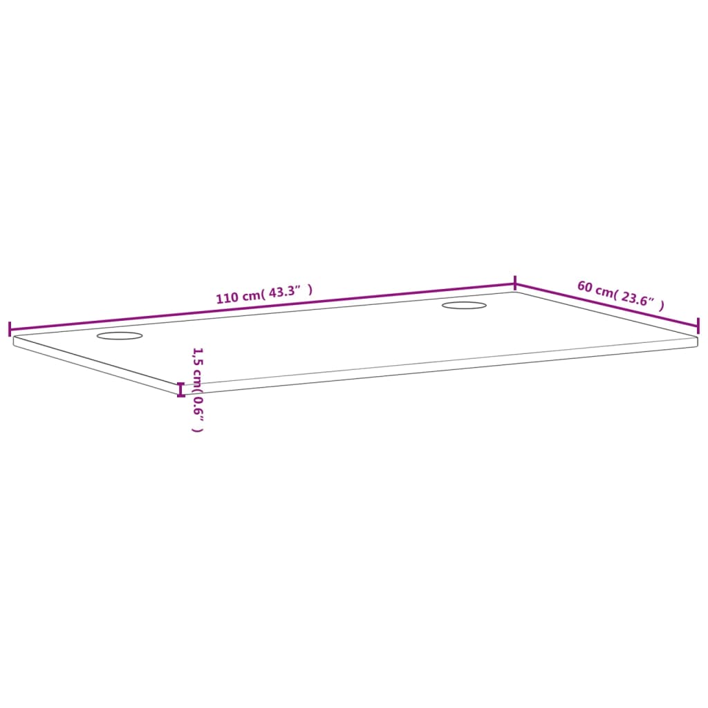 vidaXL Schreibtischplatte 110x60x1,5 cm Massivholz Buche