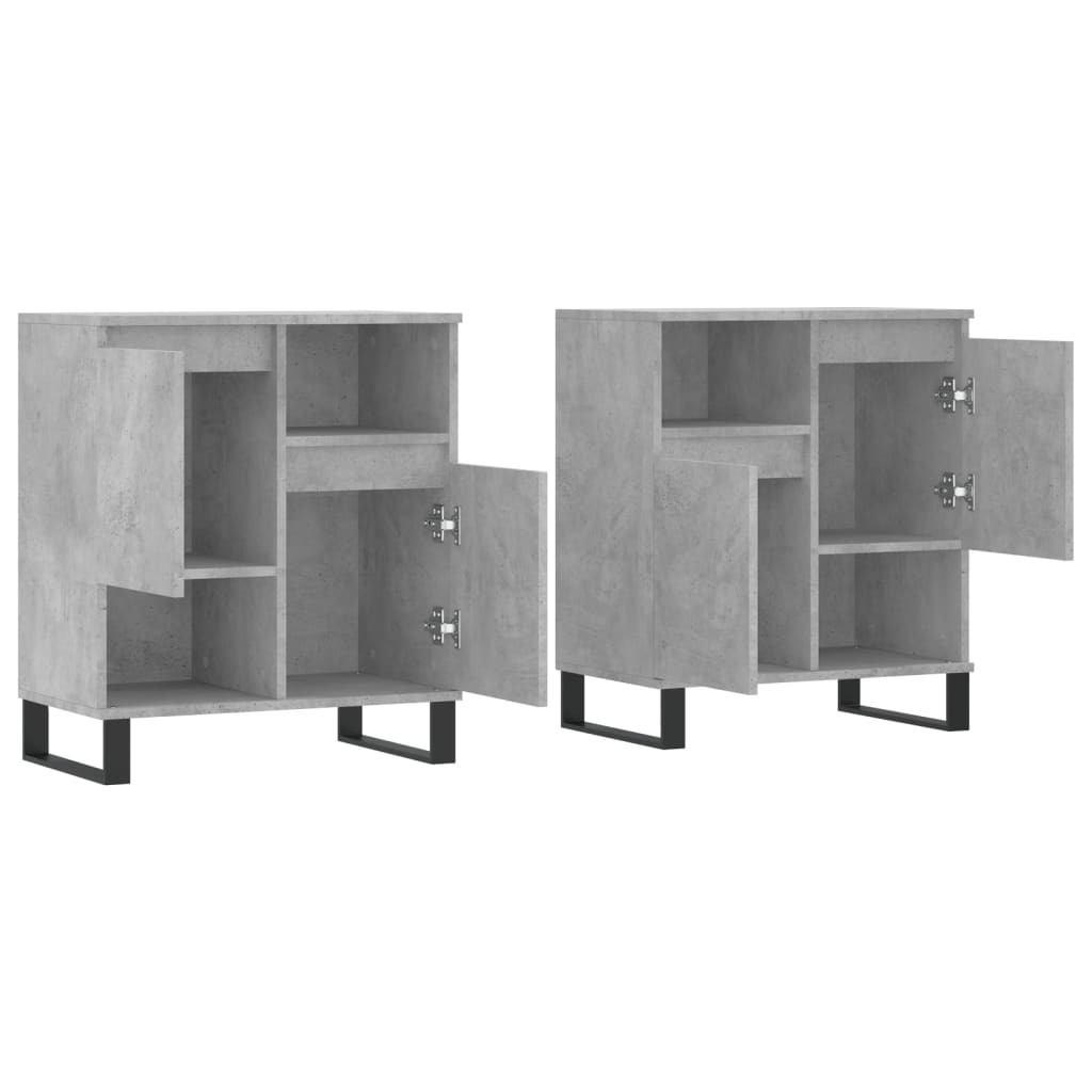 vidaXL Sideboards 2 Stk. Betongrau Holzwerkstoff