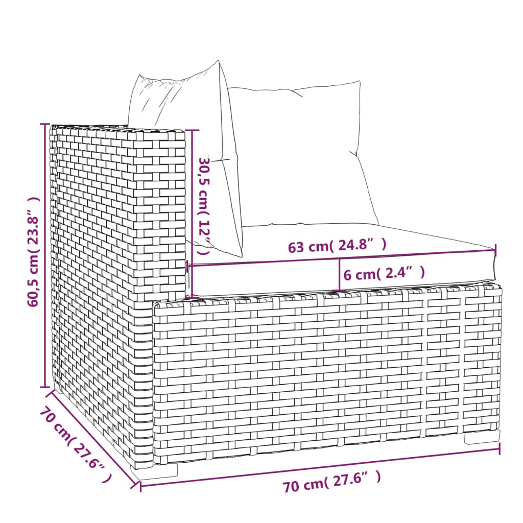 vidaXL 4-tlg. Garten-Lounge-Set mit Auflagen Poly Rattan Schwarz