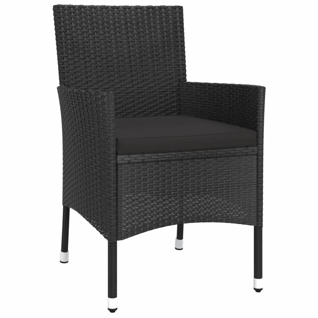 vidaXL 5-tlg. Garten-Bistro-Set mit Kissen Schwarz Poly Rattan