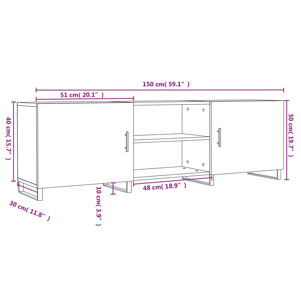 vidaXL TV-Schrank Grau Sonoma 150x30x50 cm Holzwerkstoff