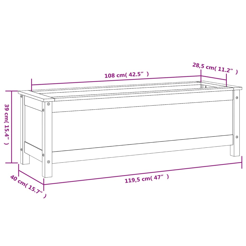 vidaXL Hochbeet 119,5x40x39 cm Massivholz Douglasie