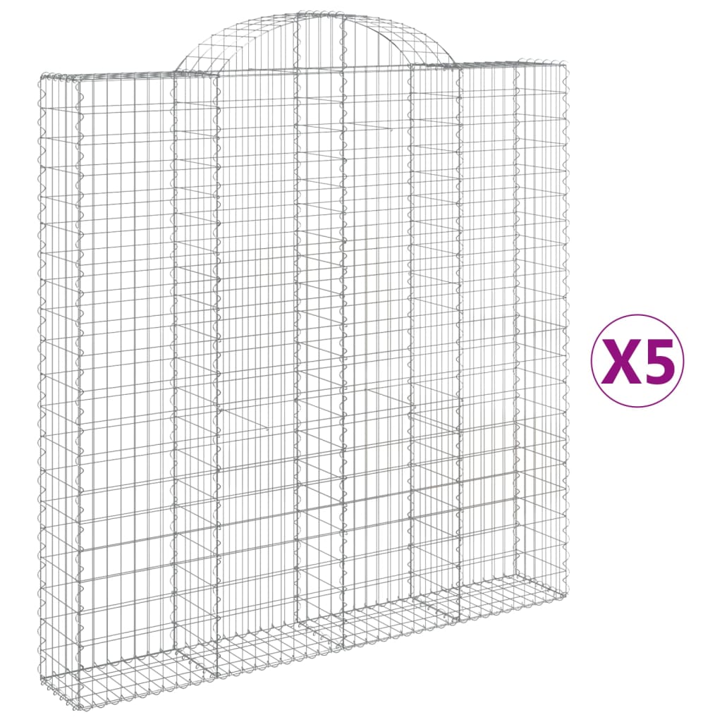 vidaXL Gabionen mit Hochbogen 5 Stk. 200x30x200/220cm Verzinktes Eisen