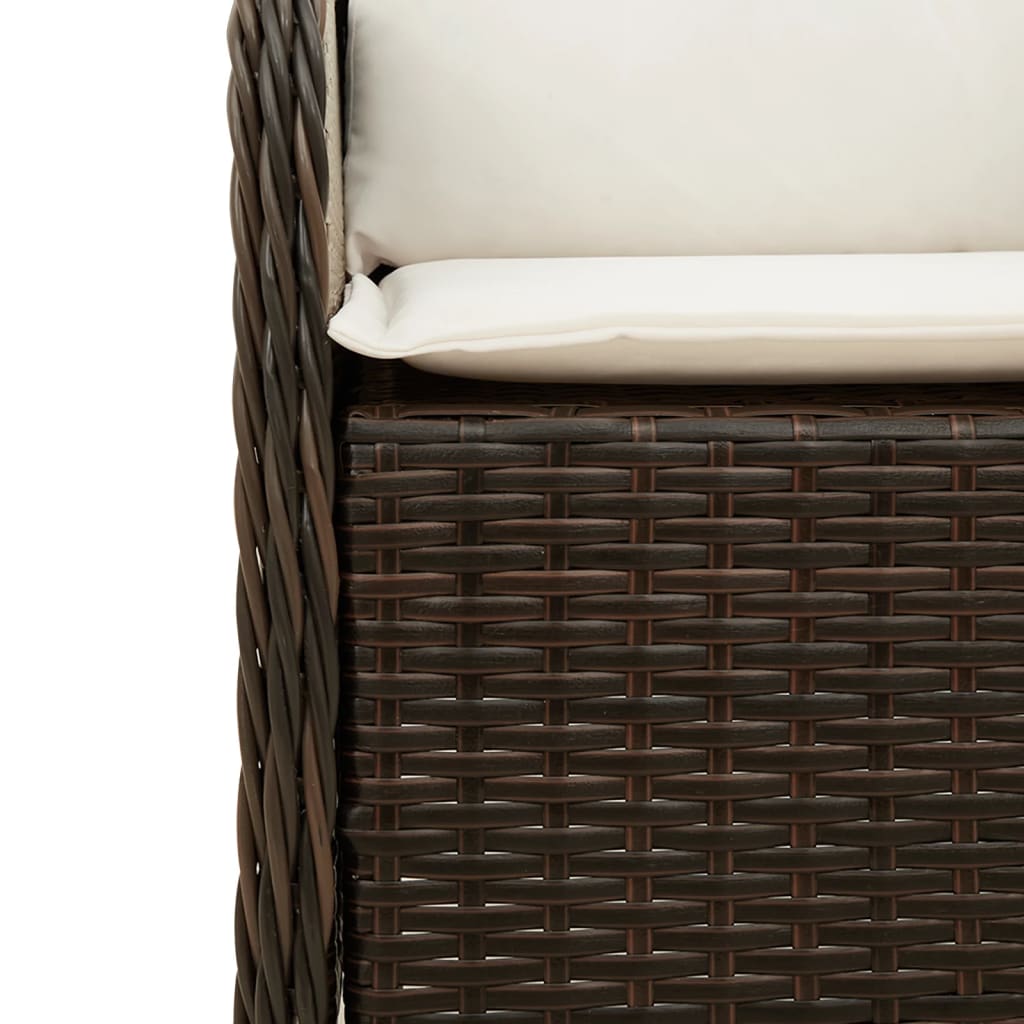 vidaXL 7-tlg. Garten-Essgruppe mit Kissen Braun Poly Rattan