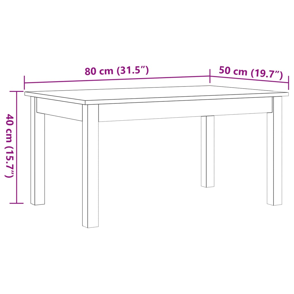 vidaXL Couchtisch Wachsbraun 80x50x40 cm Massivholz Kiefer