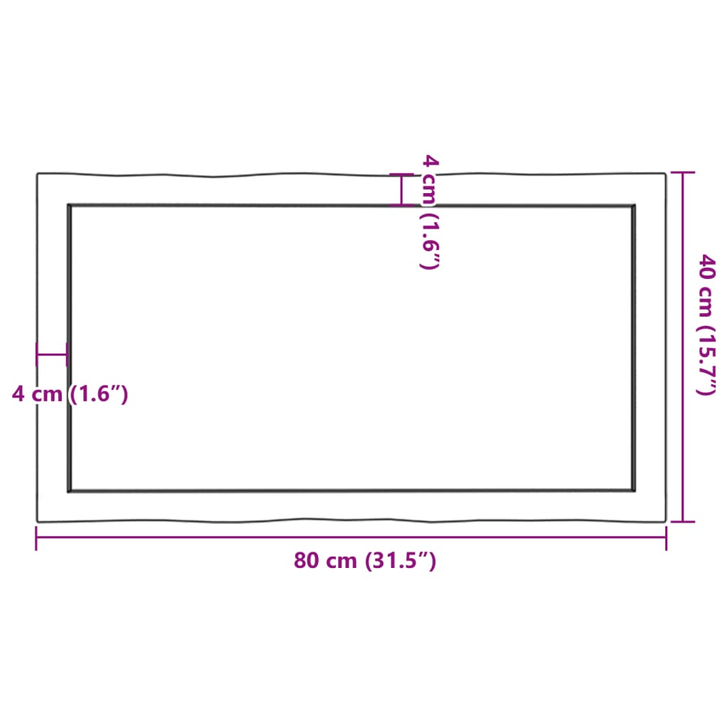 vidaXL Tischplatte 80x40x(2-4) cm Massivholz Behandelt Baumkante