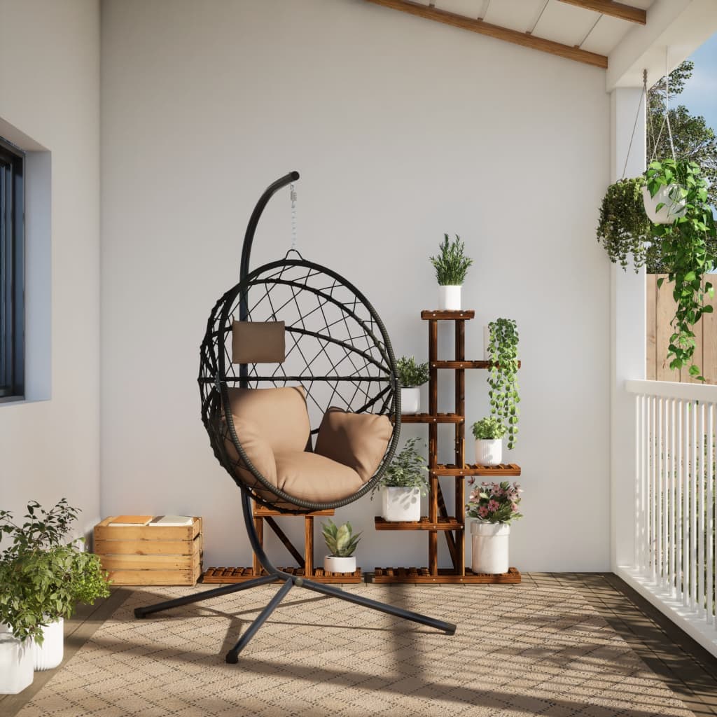 vidaXL Hängesessel Ei-Design mit Ständer Taupe Rattan und Stahl