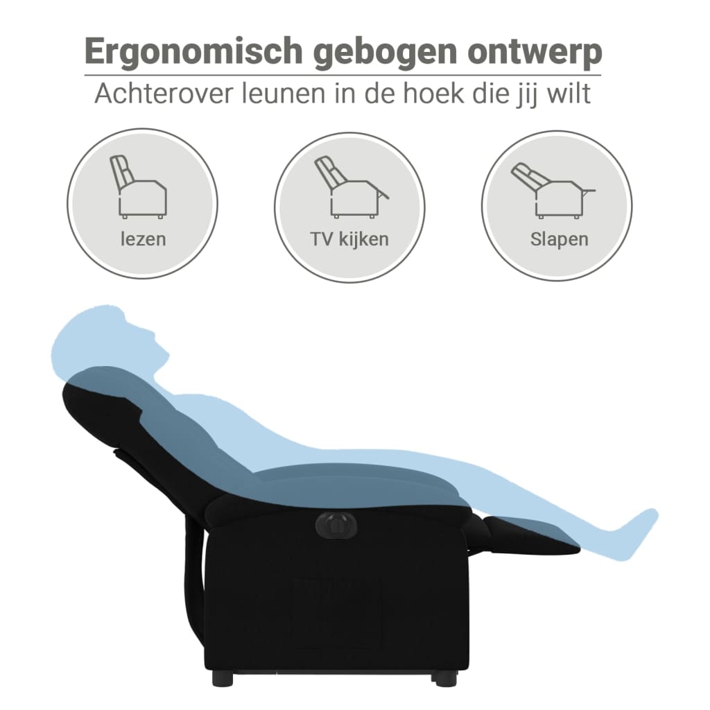 vidaXL Relaxsessel mit Aufstehhilfe Elektrisch Schwarz Stoff