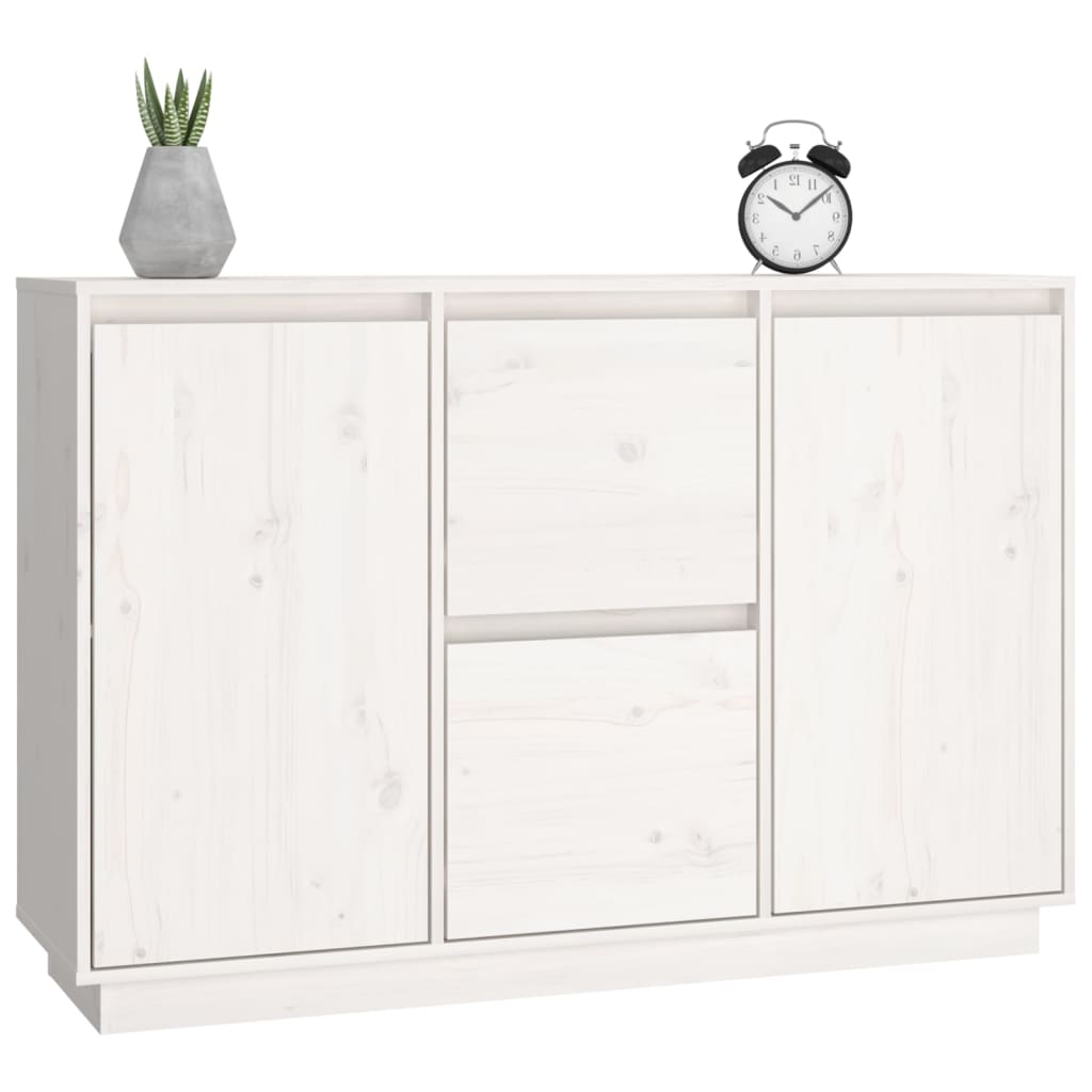 vidaXL Sideboard Weiß 111x34x75 cm Massivholz Kiefer