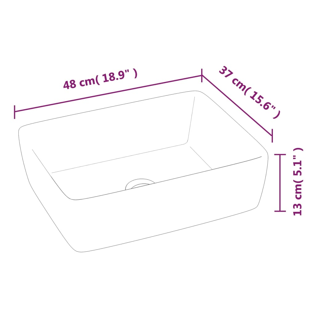 vidaXL Waschbecken Weiß 48x37x13 cm Keramik Rechteckig