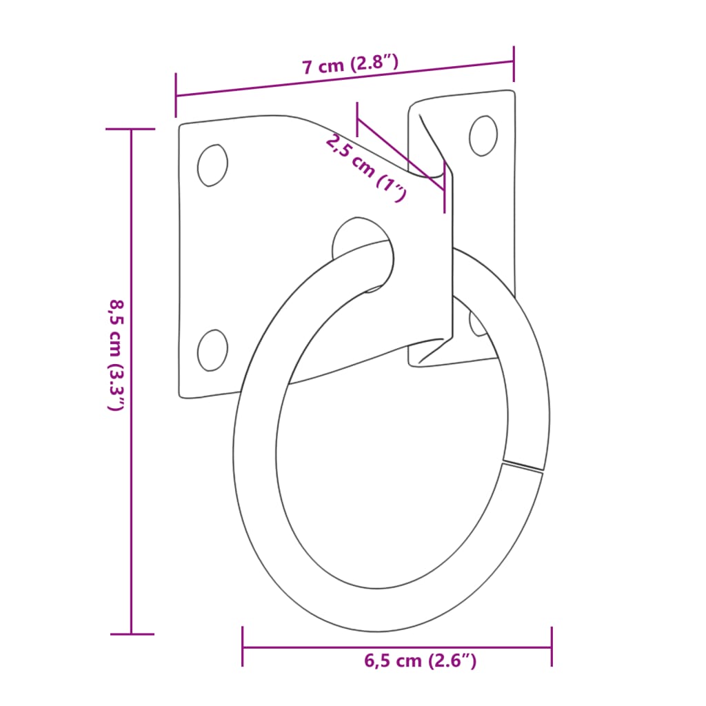 vidaXL Anbinderinge mit Platten 3 Stk. Silbern Stahl