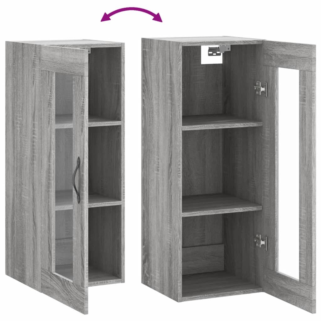 vidaXL Wandschrank Grau Sonoma 34,5x34x90 cm