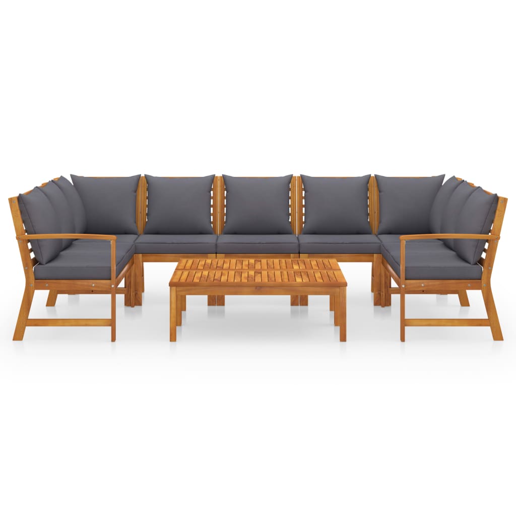 vidaXL 9-tlg. Garten-Lounge-Set mit Auflagen Massivholz Akazie