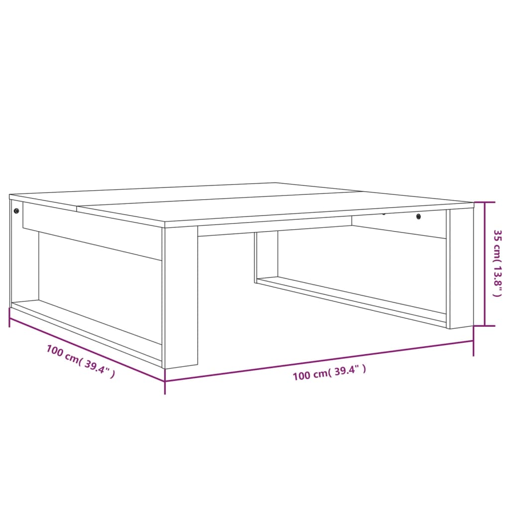 vidaXL Couchtisch Braun Eichen-Optik 100x100x35 cm Holzwerkstoff