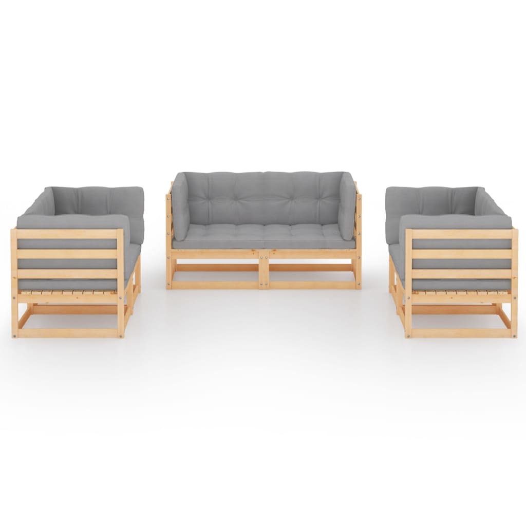 vidaXL 6-tlg. Garten-Lounge-Set mit Kissen Kiefer Massivholz