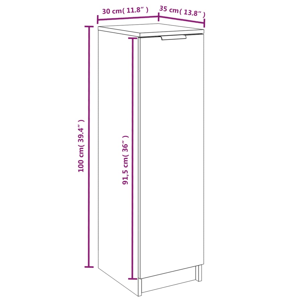 vidaXL Schuhschrank Grau Sonoma 30x35x100 cm Holzwerkstoff