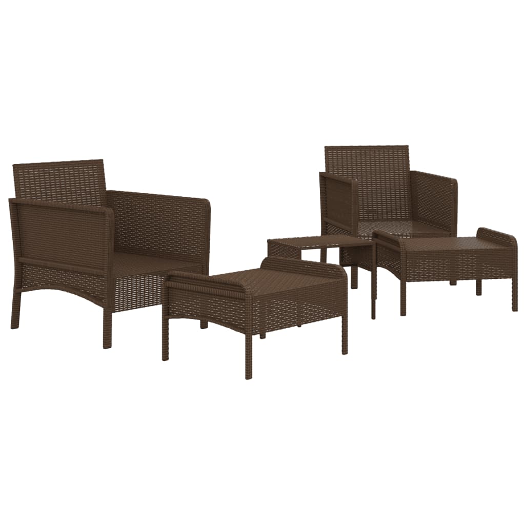 vidaXL 5-tlg. Garten-Lounge-Set mit Kissen Braun Poly Rattan