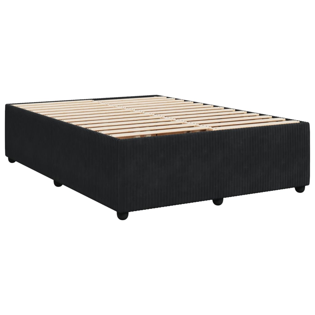 vidaXL Boxspringbett mit Matratze Schwarz 140x190 cm Samt