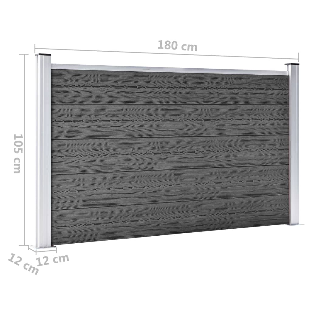 vidaXL Zaunelement Set WPC 353x105 cm Schwarz