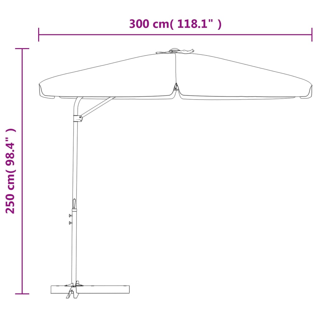 vidaXL Sonnenschirm mit Stahlmast 300x250 cm Anthrazit