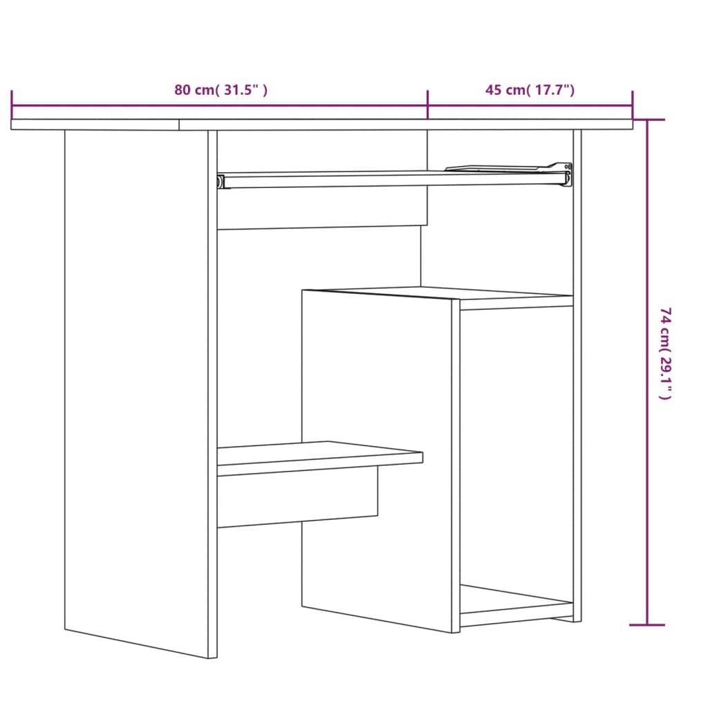 vidaXL Schreibtisch Räuchereiche 80x45x74 cm Holzwerkstoff