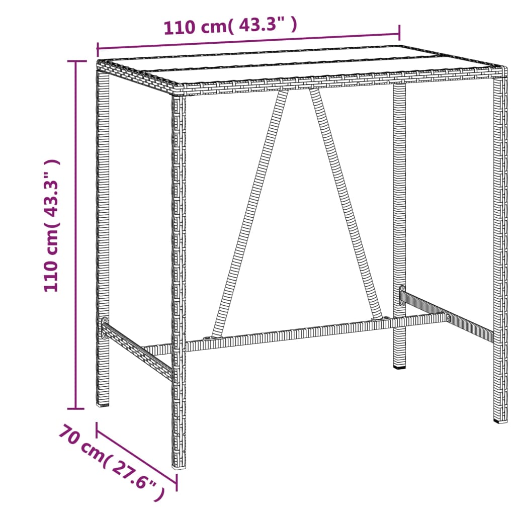 vidaXL 5-tlg. Gartenbar-Set Grau Poly Rattan & Massivholz Akazie