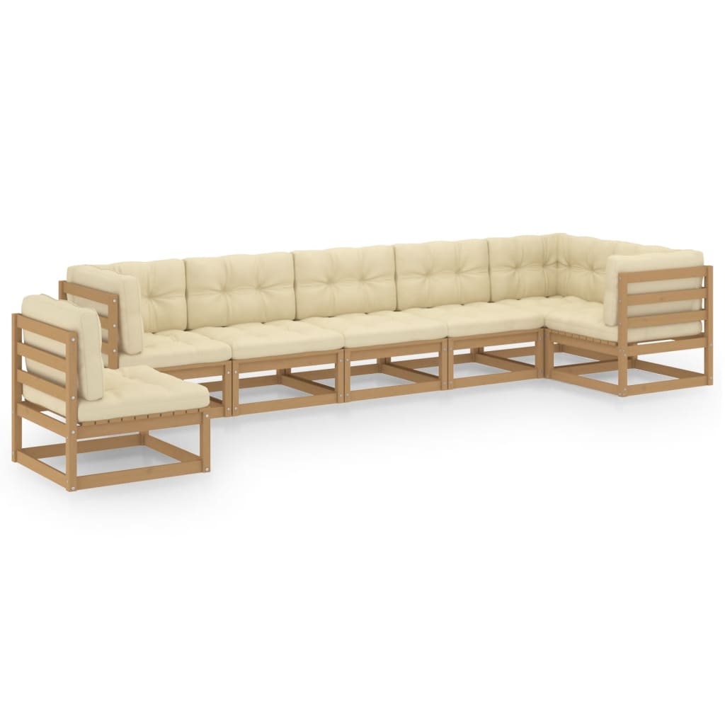 vidaXL 7-tlg. Garten-Lounge-Set mit Kissen Massivholz Kiefer