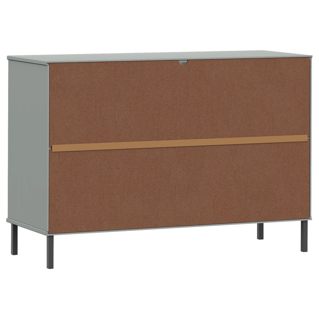 vidaXL Sideboard OSLO mit Metallbeinen Grau 113x40x77 cm Massivholz