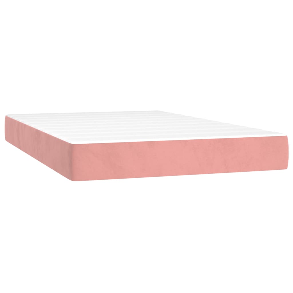 vidaXL Boxspringbett mit Matratze & LED Rosa 120x200 cm Samt