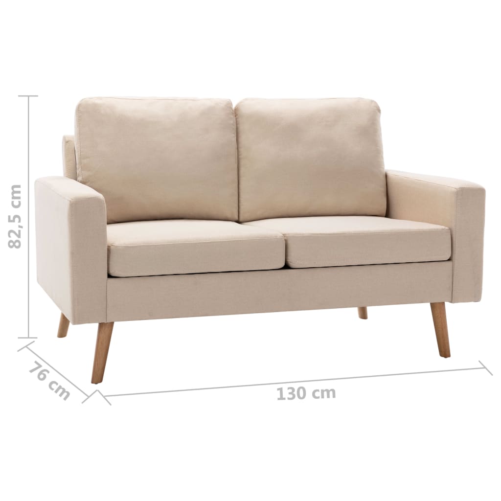 vidaXL 2-tlg. Sofagarnitur Stoff Creme