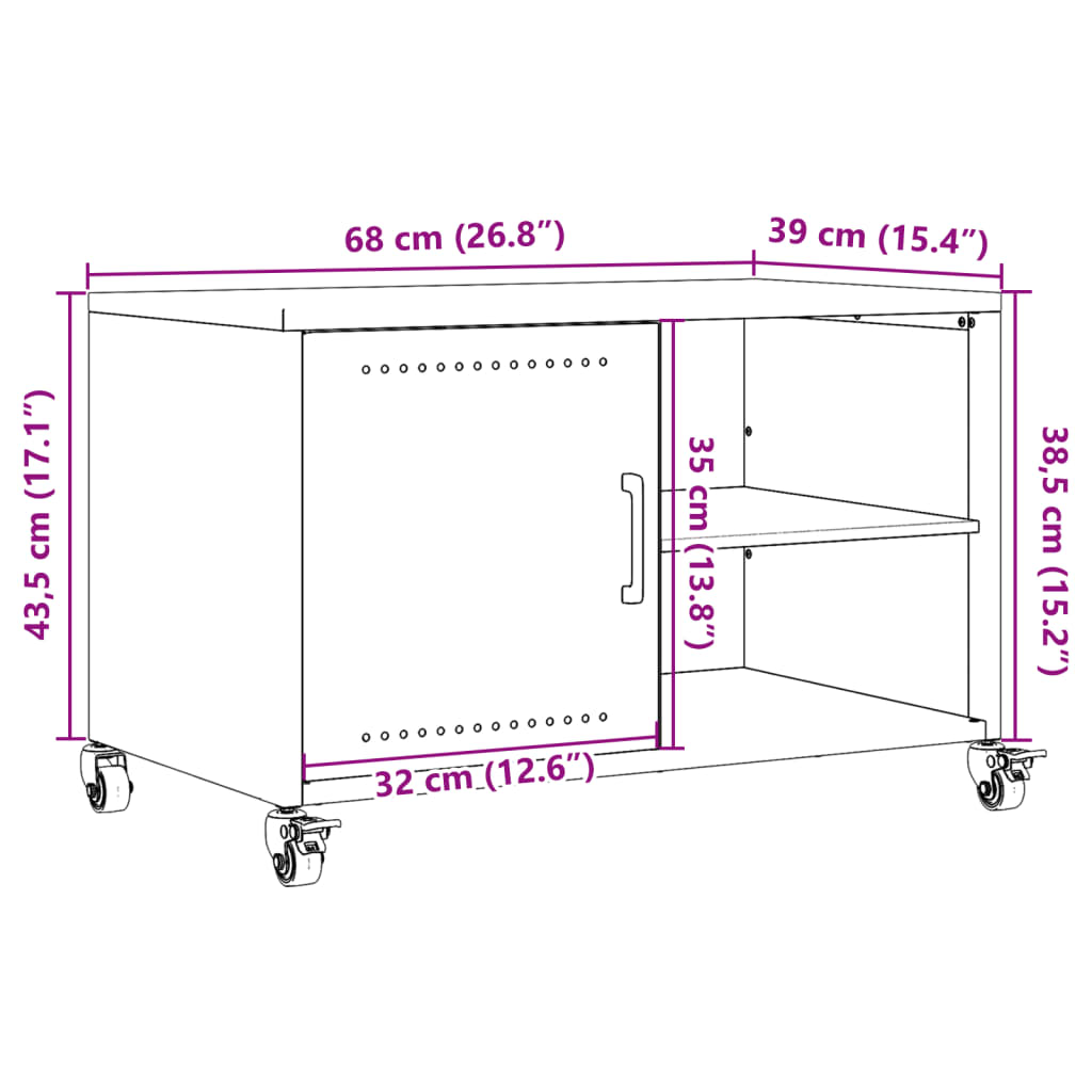 vidaXL TV-Schrank Olivgrün 68x39x43,5 cm Stahl