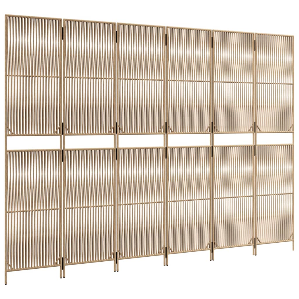 vidaXL Paravent 6-tlg. Beige Poly Rattan