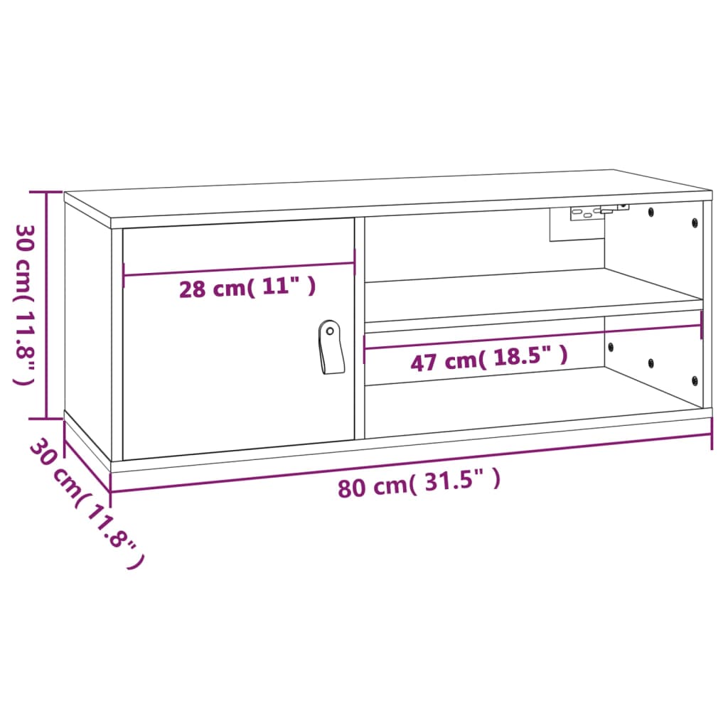 vidaXL Wandschränke 2 Stk. Grau 80x30x30 cm Massivholz Kiefer